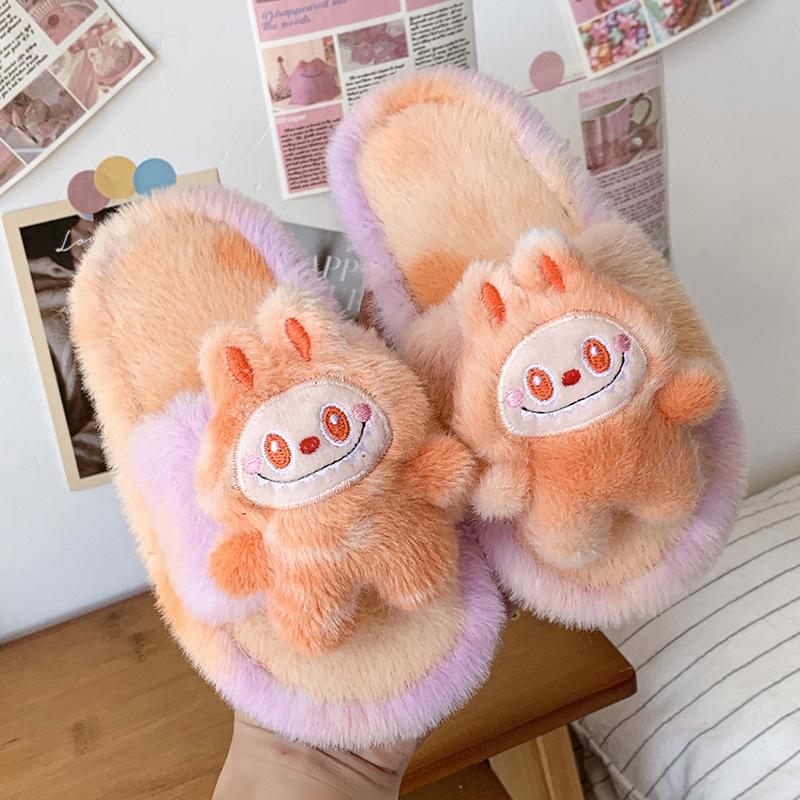 Warm Slippers Cute Little Animals Children's Casual Slippers 2025 Winter New Style Fashionable Cartoon Cotton Slippers for Girls