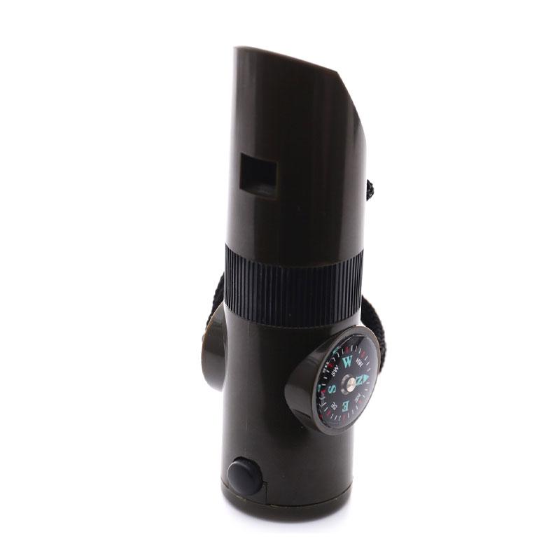 7In1 Emergency Survival Whistle Compass Magnifier Flashlight Thermometer Camping