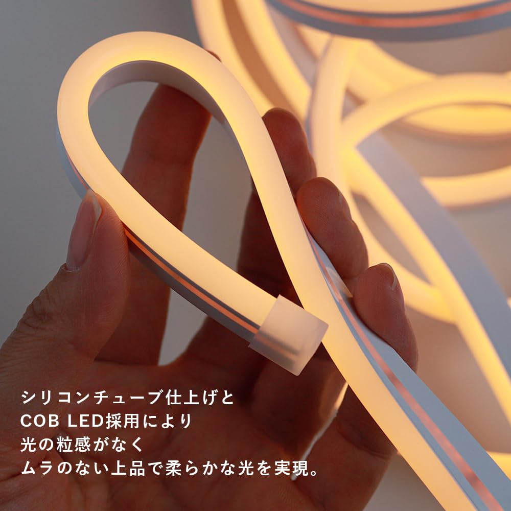 LEUCIS LED Strip Light (5m) with Remote Control, Outlet Operated, Dimmable, CoolWarm Color Temperature, Silicone, Neon, Indirect Lighting for Indoor