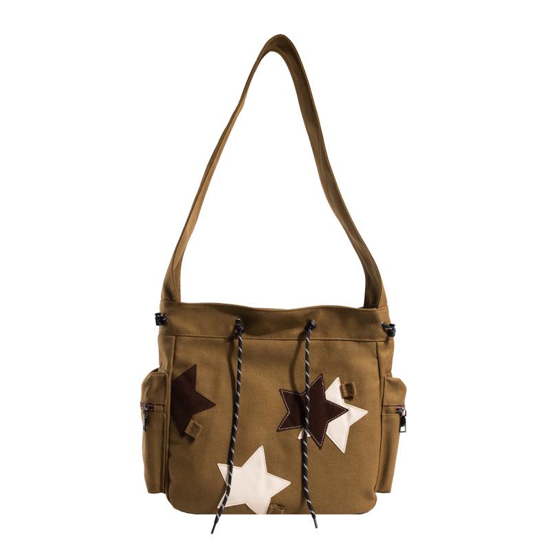 American Retro Star Canvas Backpack - Large Capacity, Stylish & Versatile Shoulder Bag