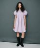 MAIS Arched Shirring Puff Sleeve Dress / Purple