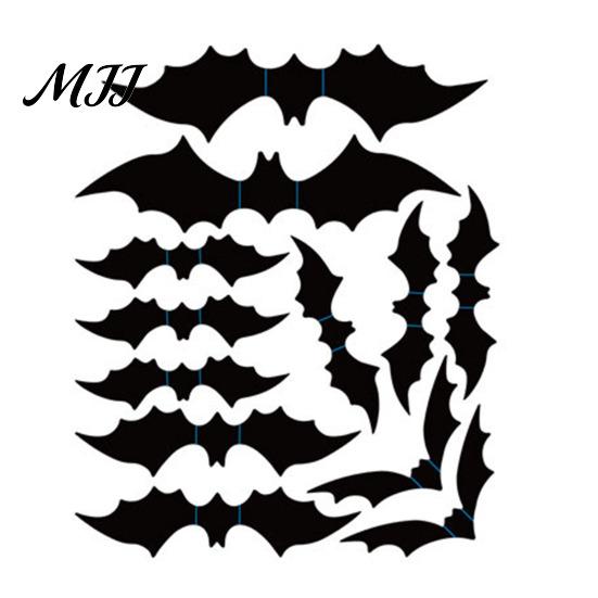 Easy To Clean Wall Murals Halloween 3D Stickers, Self-adhesive Peel And Stick PVC Waterproof Durable Decals for Home Ghost/Bat/Spider Party