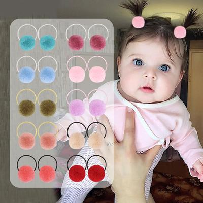 2 pezzi carino palla di pelo fascia per capelli ragazze pompon elastici elastici per bambini fascette per capelli nastri per copricapi accessori per capelli per bambini