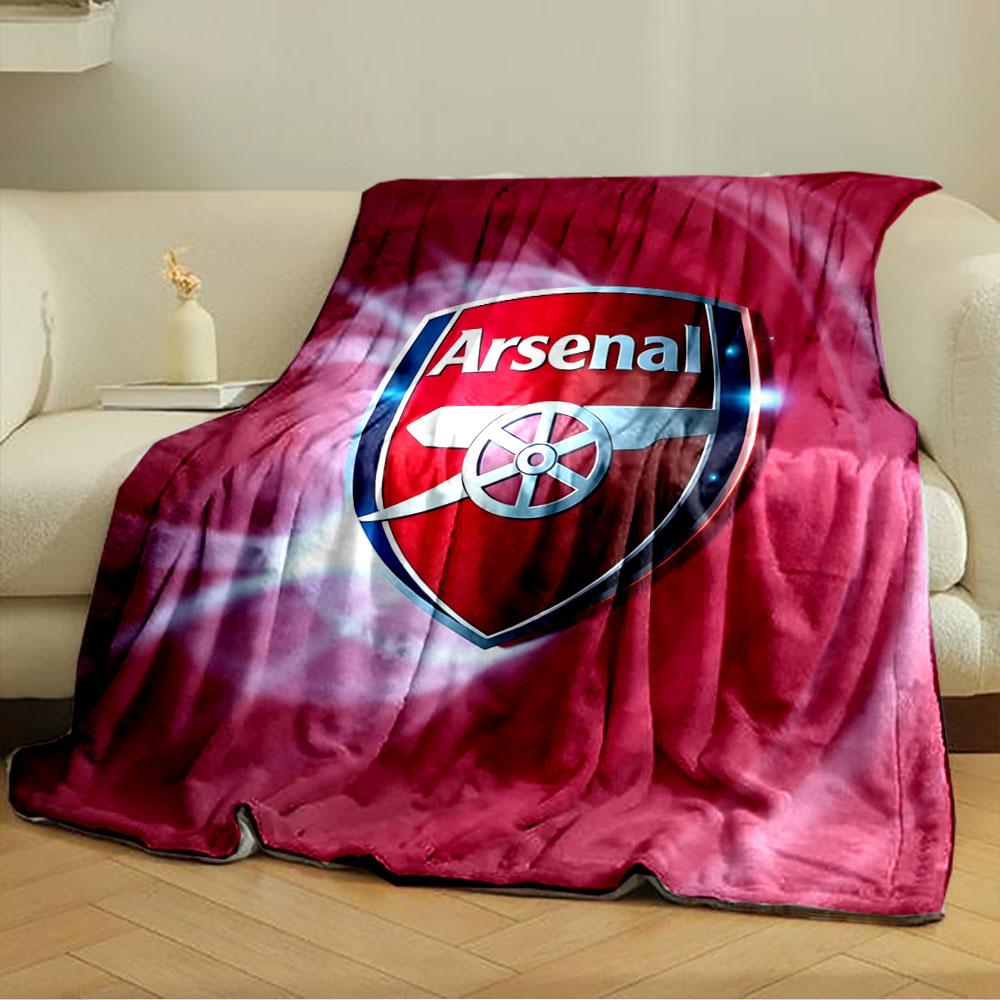 Red Shield with White Cannon and Arsenal Text On a Glowing Wave Background. for All Seasons Blanket Lunch Break Throw Gift