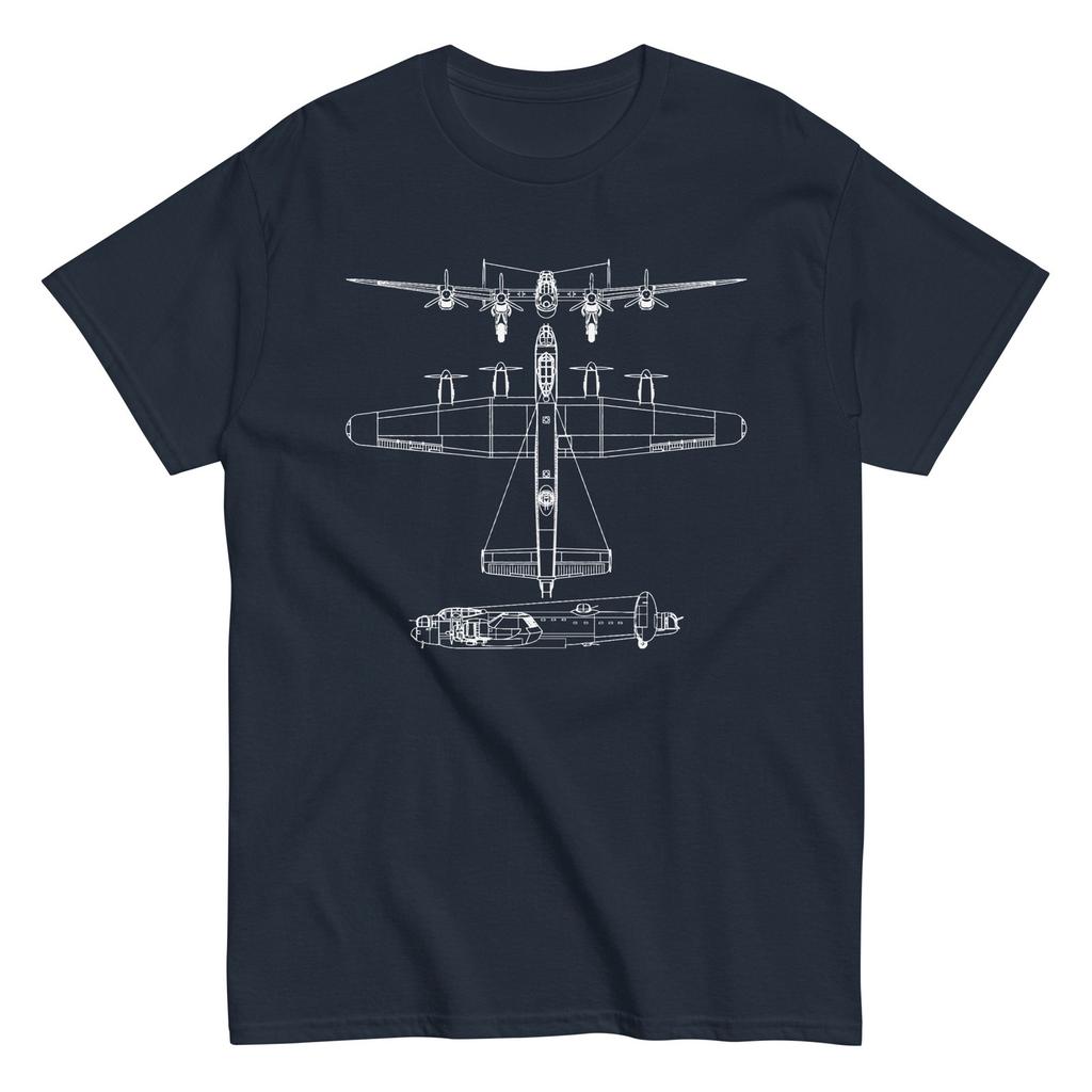 Avro Lancaster WWII RAF Bomber Aircraft Blueprint Graphic T-Shirt