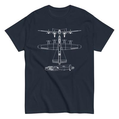Avro Lancaster WWII RAF Bomber Aircraft Blueprint Graphic T-Shirt