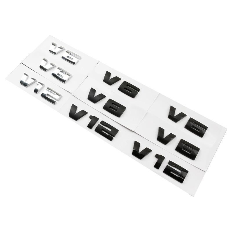 NEW ABS V6 V8 V12 logo Side rear trunk  emblem black silver logo sticker Decal Replacement for BMW