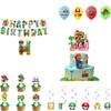 Mario Theme Party Decorations Set Flags, Cake Toppers, Balloons, And Spirals For An Amazing Party Atmosphere!