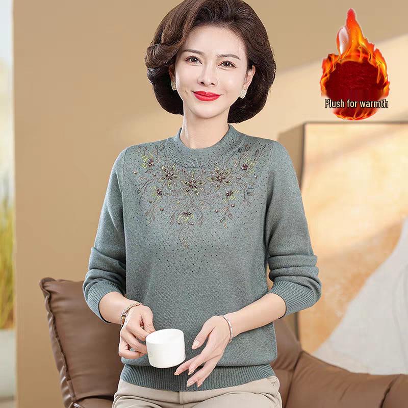 Women's Plus Velvet Thick Knit Sweater - Warm & Stylish Base Layer for Autumn/Winter