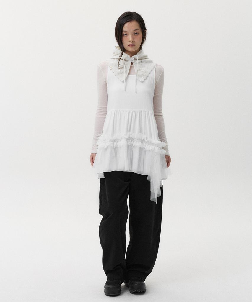 Ohesio Lace Knit Balaclava, White