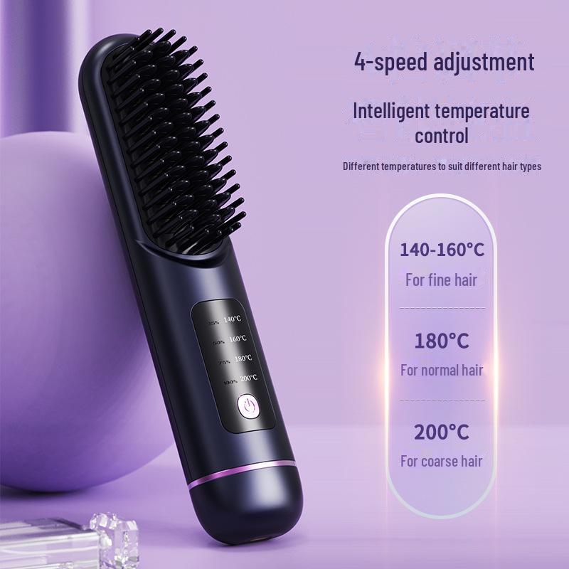 Tragbarer kabelloser Glättkamm mit Verbrühungsschutz und negativen Ionen zur Haarpflege