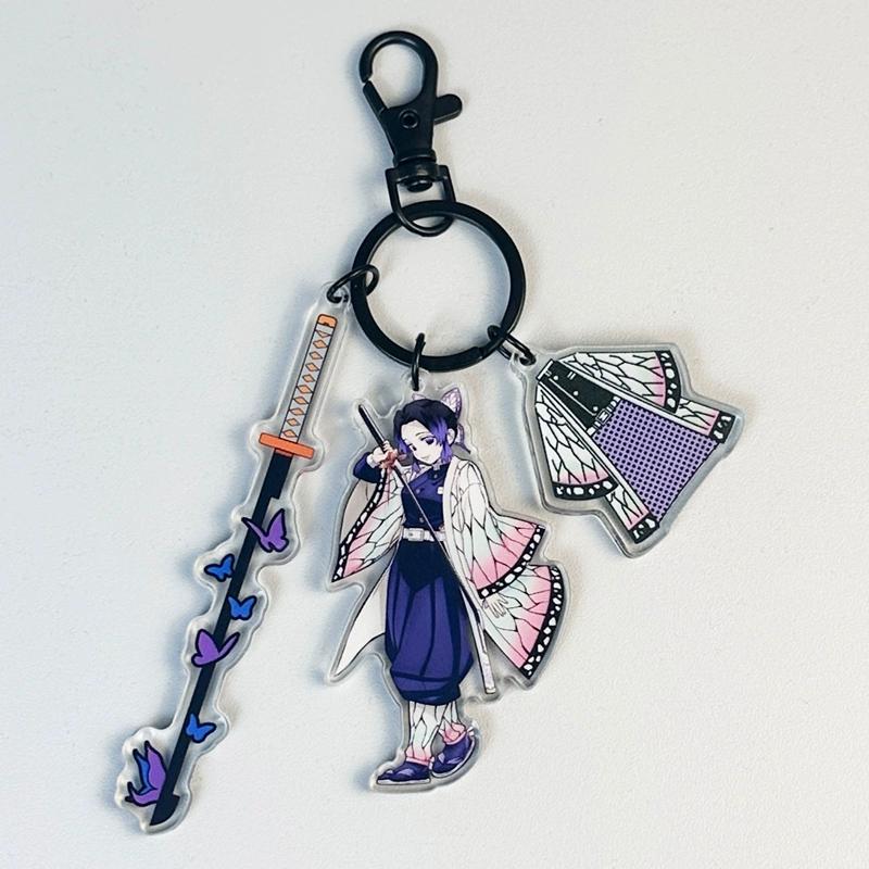 Keychain Pendant Anime Demon Slayer Kimetsu No Yaiba Kamado Tanjirou Double Sided HD Bag Pendant Gift For Fans Cosplay Props Jewelry Gift