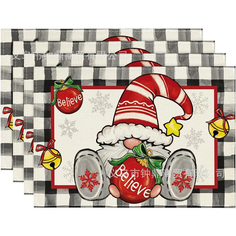 New Christmas Placemat: Pine Tree & Snowman Print, Linen, Heat-Resistant Winter Table Decor