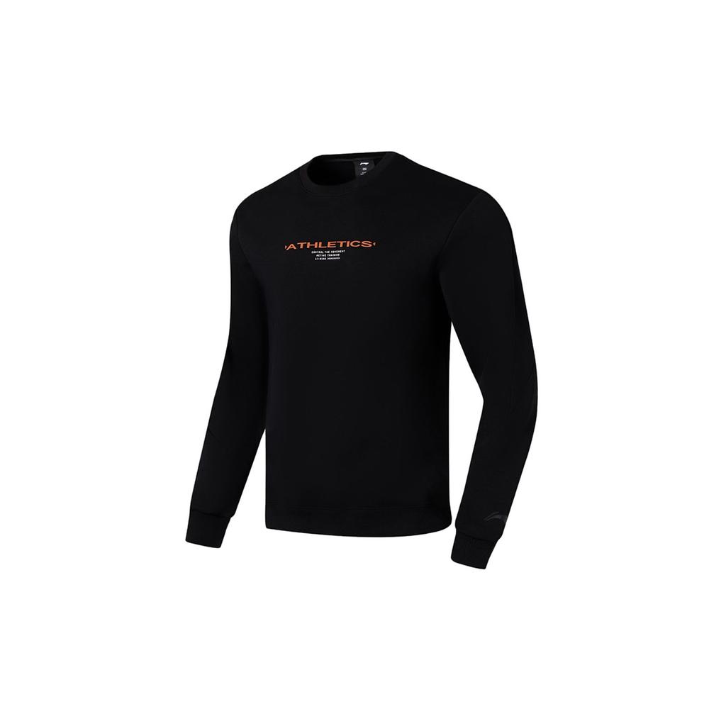 Li Ning Letter Casual Sports Round Neck Long Sleeve Sweatshirt Men sweatshirt Black AWDSF87-4