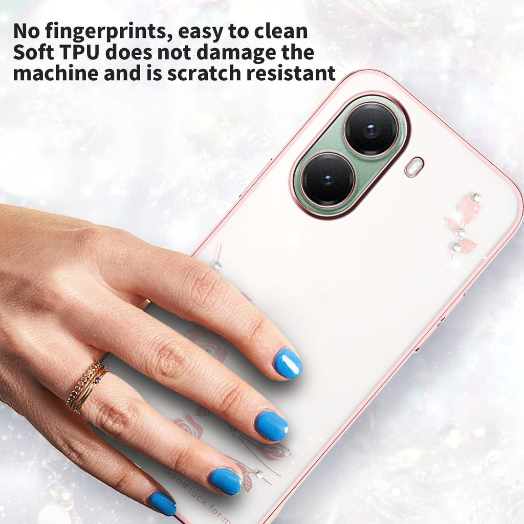 KADEM For Xiaomi Poco X7 Pro 5G Case Flower Rhinestone Decor Electroplating TPU Phone Cover