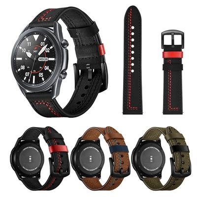 Szyty skórzany pasek do Samsung Galaxy Watch 3 45mm 41mm SM-R850 SM-R840 Pasek do zegarka Samsung watch3 Active 2 Bransoleta Pasek do zegarka
