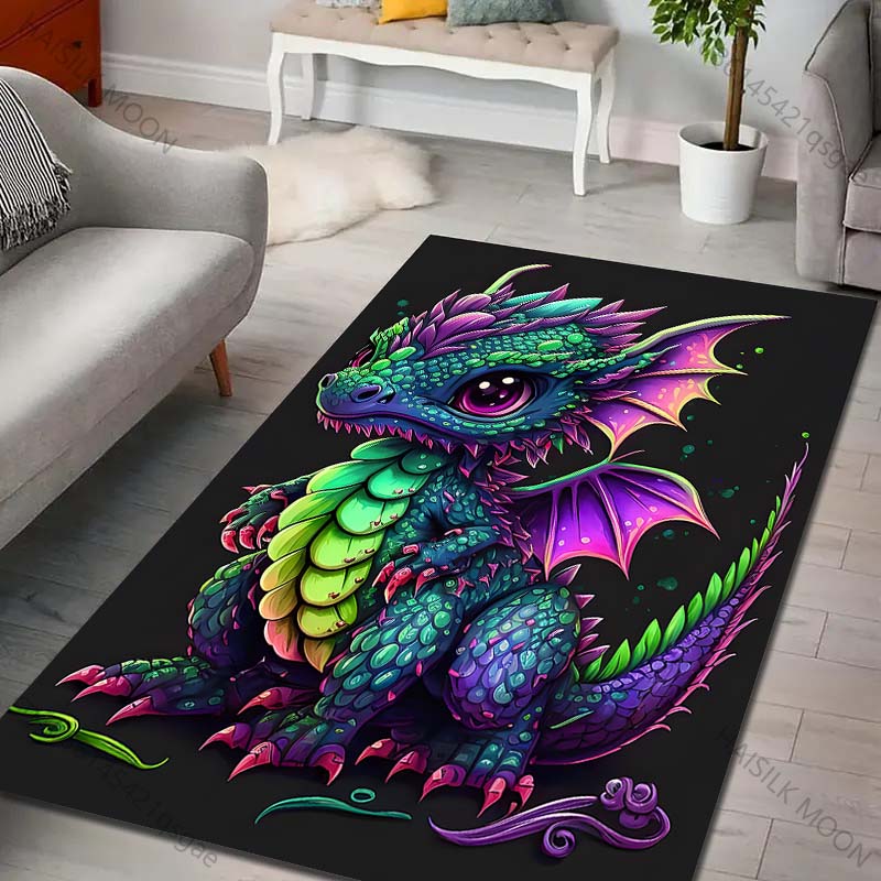 

1PC Cute colorful baby dragon fantasy Print Carpet Rug for Living Room Bedroom Sofa Doormat Home Decor Non-slip Floor Mat 40cm x 60cm