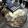Dinosaur Landscape Round Area Rug,Carpet Rug for Living Room Bedroom Sofa Playroom Decor,Non-slip Floor Mat