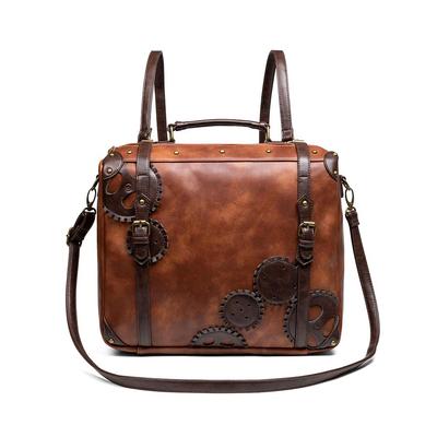 Vintage Backpack Bags for Women Large Capacity Steampunk Leather Shoulder Bag Fashion Halloween Handbags Punk Rock