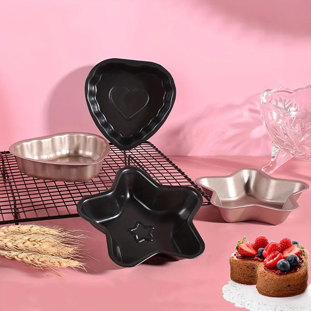 Non Stick Carbon Steel Cake Mold Heart Shaped Cake Baking Tray Star Cake Baking Tray Kitchen Baking Tools for Muffin Cakes Bread