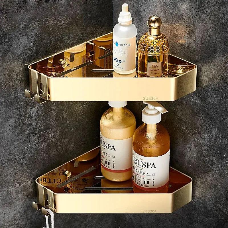 304 stainless steel corner triangle blue plate basket mesh basket bathroom pendant storage rack cosmetic rack floating shelf