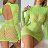 Fashion Sheer Fishnet Dress Woman Sexy Lingerie Hollow Out Transparent Bodysuit Secret Lace Underwear Porn Outfits Sexy Set