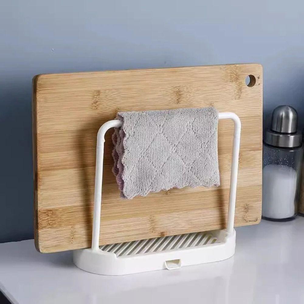 Double-Layer Kitchen Dishcloth Holder Hollow Design Countertop Rag Hanger Under Sink