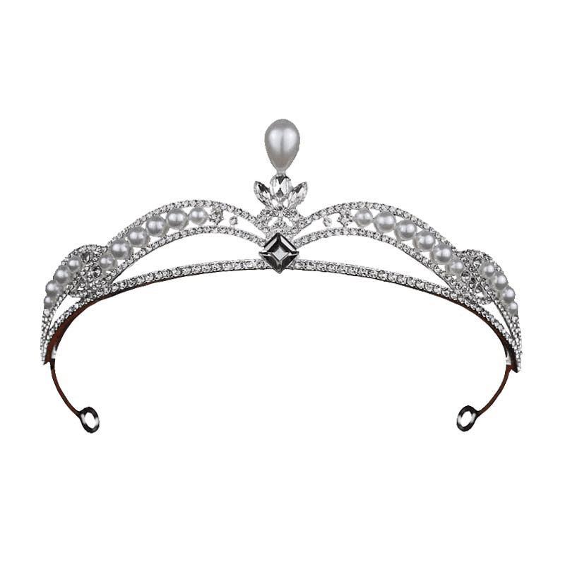 Crown Bride Headwear Crystal Hair Band Birthday Crown Pearl Hair Accessory Hair Crown Photo and Portrait Accessories Light Luxury Style