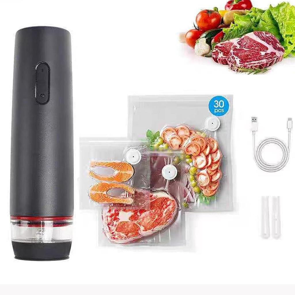 Handheld Vacuum Sealer, Portable Rechargeable Vacuum Sealer for Food with 30 Reusable Vacuum Bags, Strong Suction for Food Storage, Mini Food Saver 5X