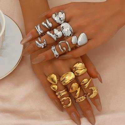 Accessories, Personalized Geometric Metal Wind 18k Electroplating Ring Set Versatile Premium Ladies Ring