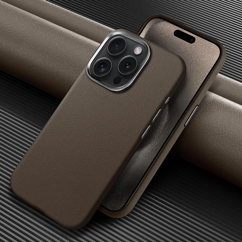 Enkelt skinnveske Egnet for IPhone16ProMax Mobiltelefondeksel Legeringslinse Apple 15 Enkelt Matt Beskyttelsesdeksel