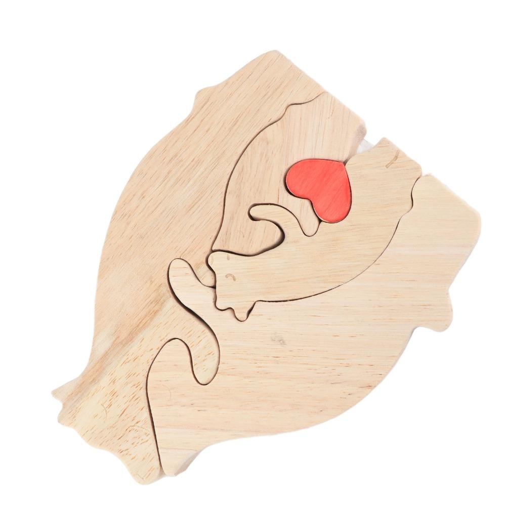 4.72x5.91x0.79in Beech Wood Bear Puzzle Ornament  Cabinet Surface Layout Craft