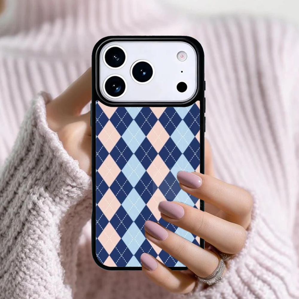 Argyle Pattern Phone Case For Apple iPhone 17 Air 16E 15 14 Plus 13 12 11 Pro Max Mini Funda Cover