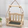 Durable Wooden Hanging Bird Feeder Chair Design Rest Stand Bird Food Container Large Capacity Decorative Wildlife Habitat Yard