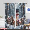 Set Of 2 Flat Printing Merry Christmas Drapes Snowmen Friends Fabric Without Electricity Party Decorations Use All Curtains Made Polyester