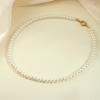 Women's Luxury Imitation Pearl Necklace Stainless Steel Golden Spring Buckle Chain Choker Neck Women's Zircon Birthday Gifts