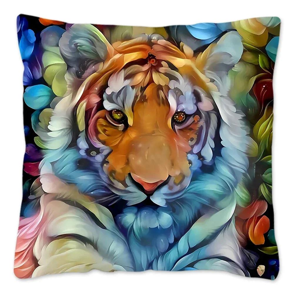 Tiger Head Printed Cushion Cover X Pillows Decorative  Animals Tiger Pillow Cover Home Decor Pillowcase For Couch