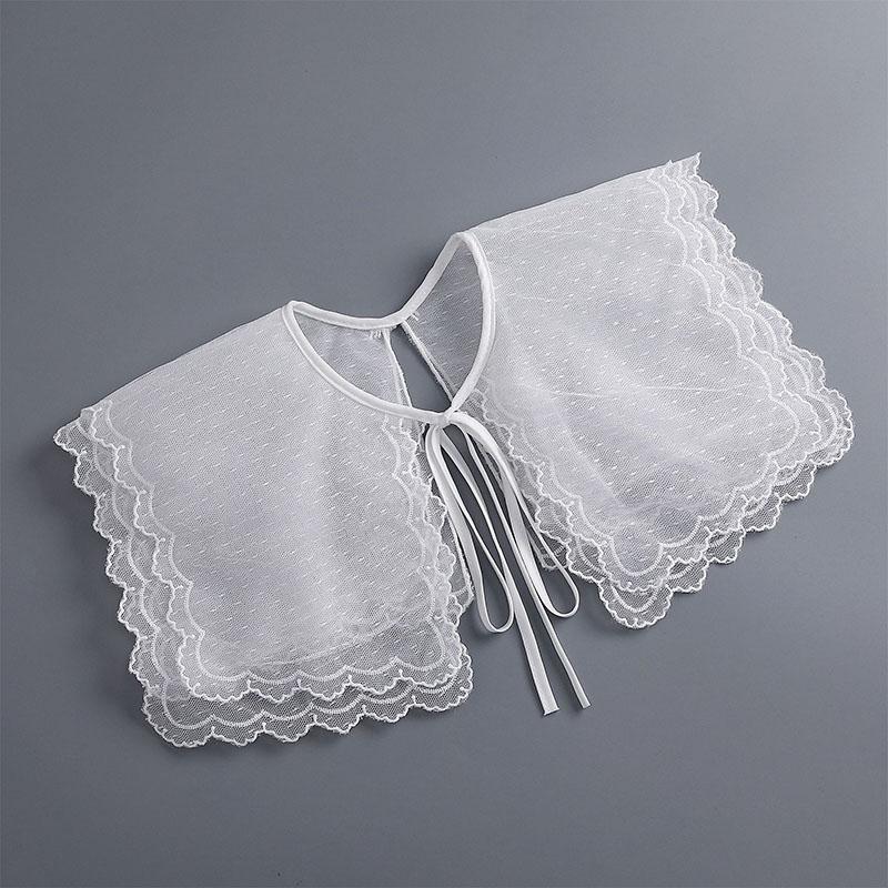 Removable Lace Doll Fake Collar Women Tie Ladies White Shawl Wrap Detachable Embroidered Lapel False Collar Clothes Accessory