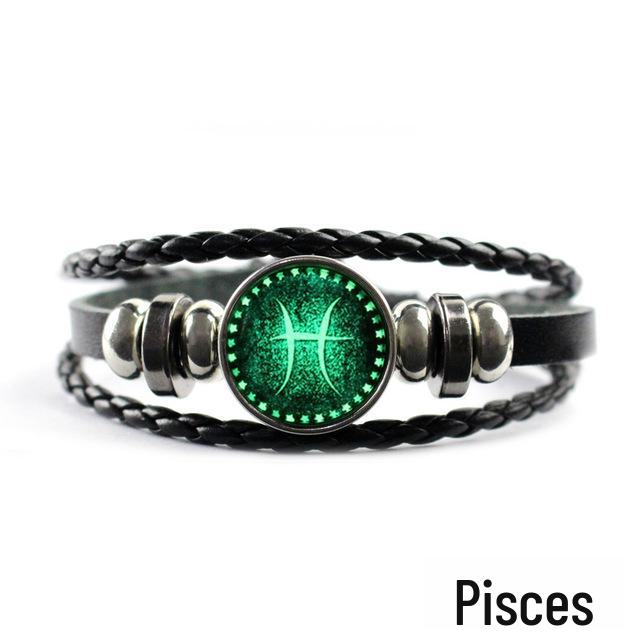 Zodiac Sign Leather Bracelets - European & American Multi-layer DIY Couple Bracelets