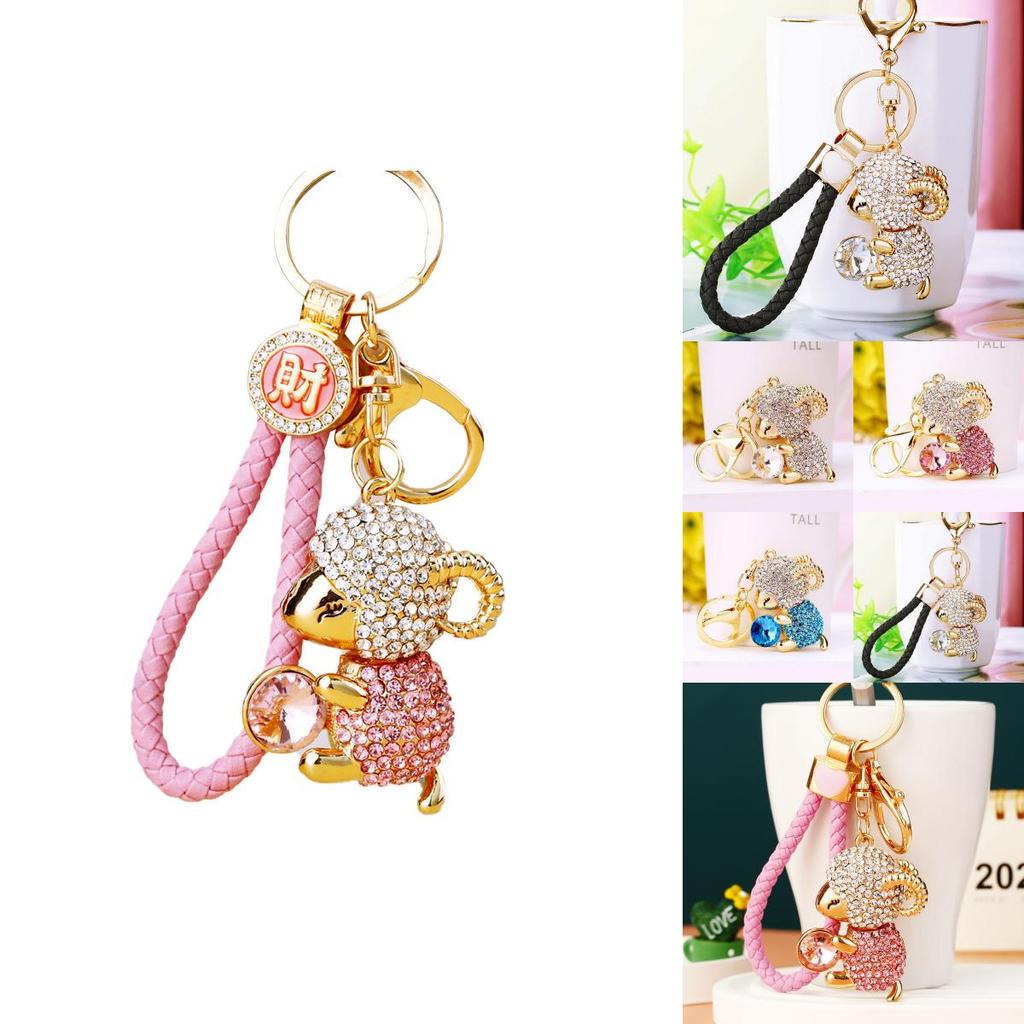 Adorable Zodiac Sheep Keychain With Sparkling Rhinestones For Couples And Friends Gifts