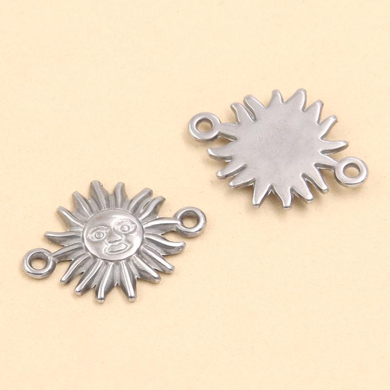 4 Styles Stainless Steel Sun Pendant Connector - Creative Vacuum Plated Handmade Ornament
