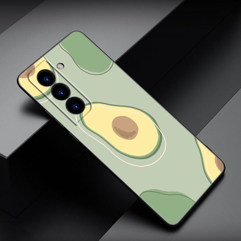Husă de telefon drăguță din desene animate estetică avocado pentru Samsung Galaxy S22 Pro S21 S20 FE Ultra S10 Lite S10 S10E S9 S8 Plus husă neagră