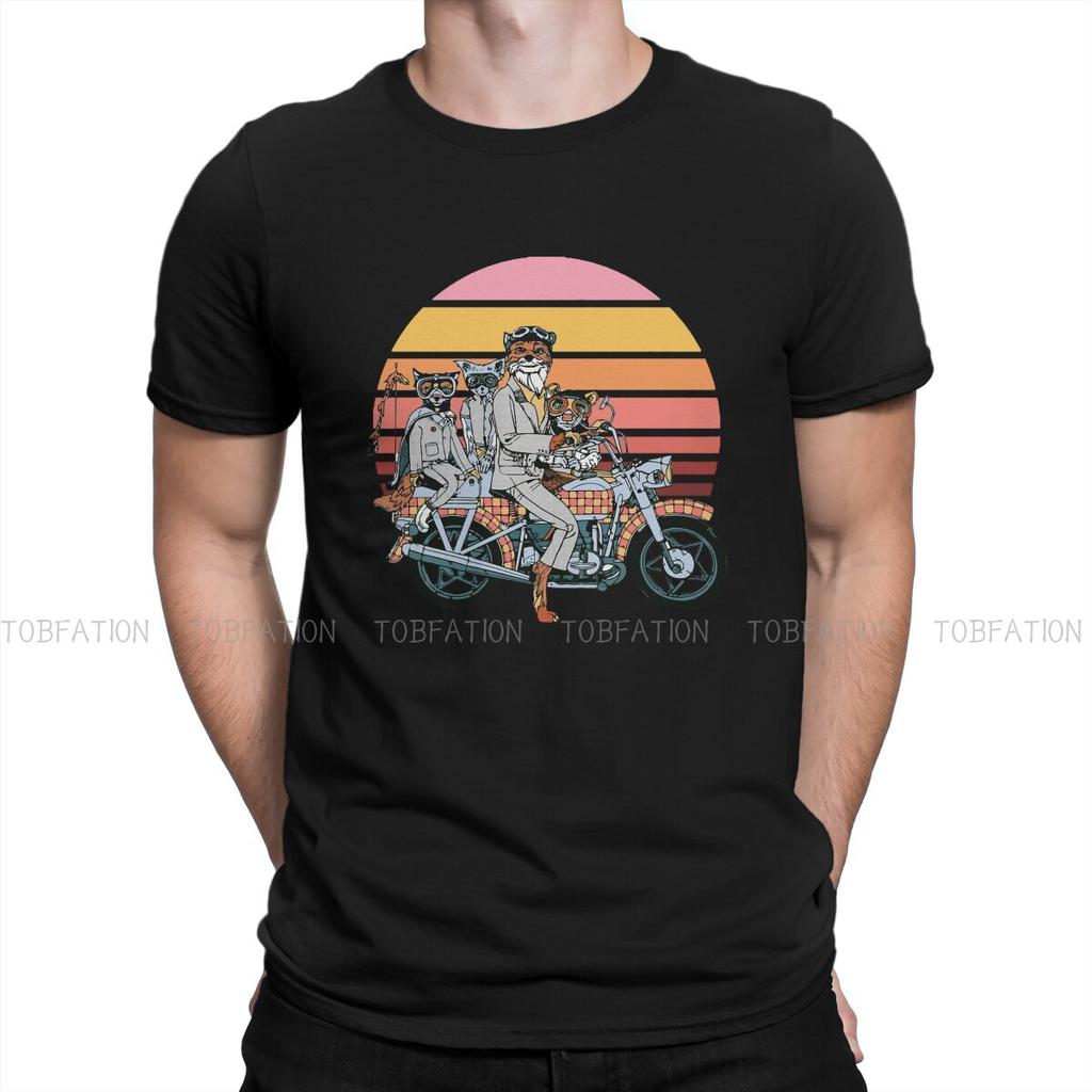 ZX Family on a Motorbike Fantastic Mr Fox Men T Shirt Classic Gothic Loose ONeck TShirt Harajuku Clothes