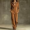 Women's Fashion Casual Stand Collar Front Zip Wide Leg Jumpsuit with Pockets for Everyday Wear