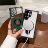 For Magsafe Plating Magnetic Plating Stand Phone Case For Samsung Galaxy S25 S24 S23 S22 Ultra S21 Plus S20 FE Clear Cover Case