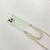 Luxury Fashion Long Pearl Bracelet Chain Transparent Shockproof Waterproof Crossbody Lanyard Phone Case for 11-17 Pro Max