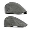 Men Advanced Hat Retro Faux Leather Retro British Style Solid Color Firm Stitching Windproof Thicken Warm Beret Newsboy Cap