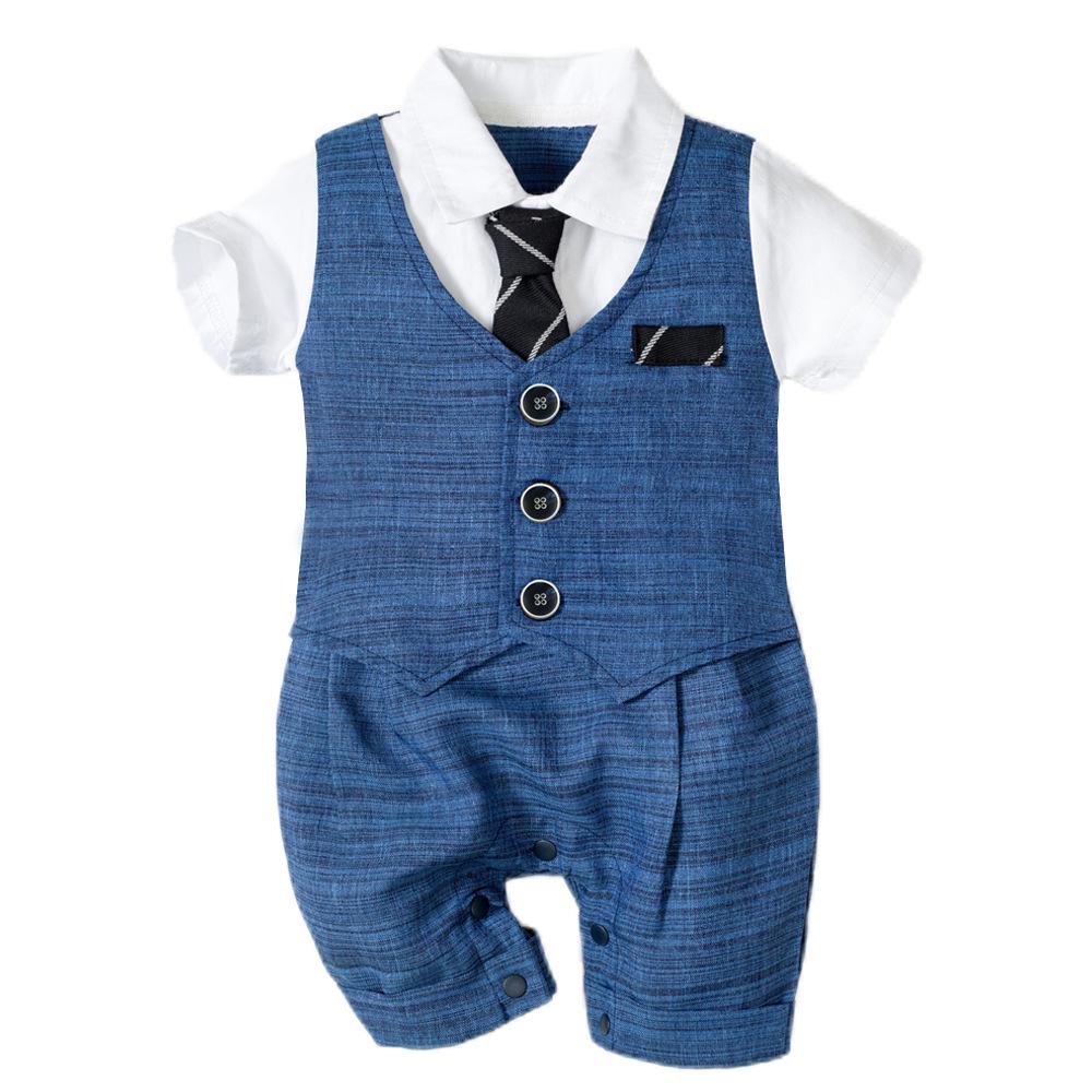 Baby Boy Summer Romper 1Y with Faux Vest Shirt and Shorts - Ready Stock