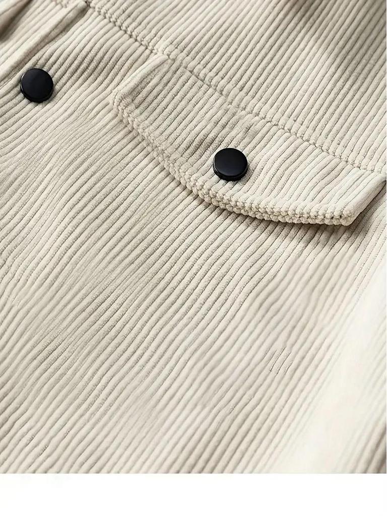 Men's Trendy Corduroy Single-breasted Long Sleeve Pocket Jacket