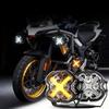 Motorcycle Fog White with 2 Yellow 2 Black Auxiliary Ditch for Campervan Light Lights, LED, Aftermarket, 5.5-inch, 120W, 6000K, White/Yellow X-shaped